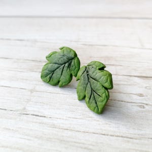 Green Leaf earrings Cottagecore Mini Plant stud Leaves Realistic Floral Jewelry Nature gift