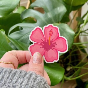 Pink Hibiscus Sticker – Tropical Flower Decal