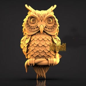 Owl STL model, CNC router engraver, artcam, aspire, cnc files, wood, art, wall decor, CNC