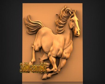 Modelo STL de caballo, grabador de enrutador CNC, artcam, aspire, archivos cnc, madera, arte, decoración de pared, CNC