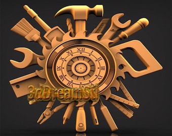 clock STL model, CNC router engraver, artcam, aspire, cnc files, wood, art, wall decor, CNC