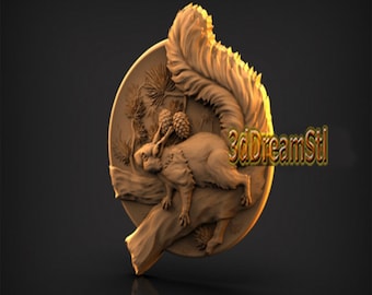 squirrel STL model, CNC router engraver, artcam, aspire, cnc files, wood, art, wall decor, CNC