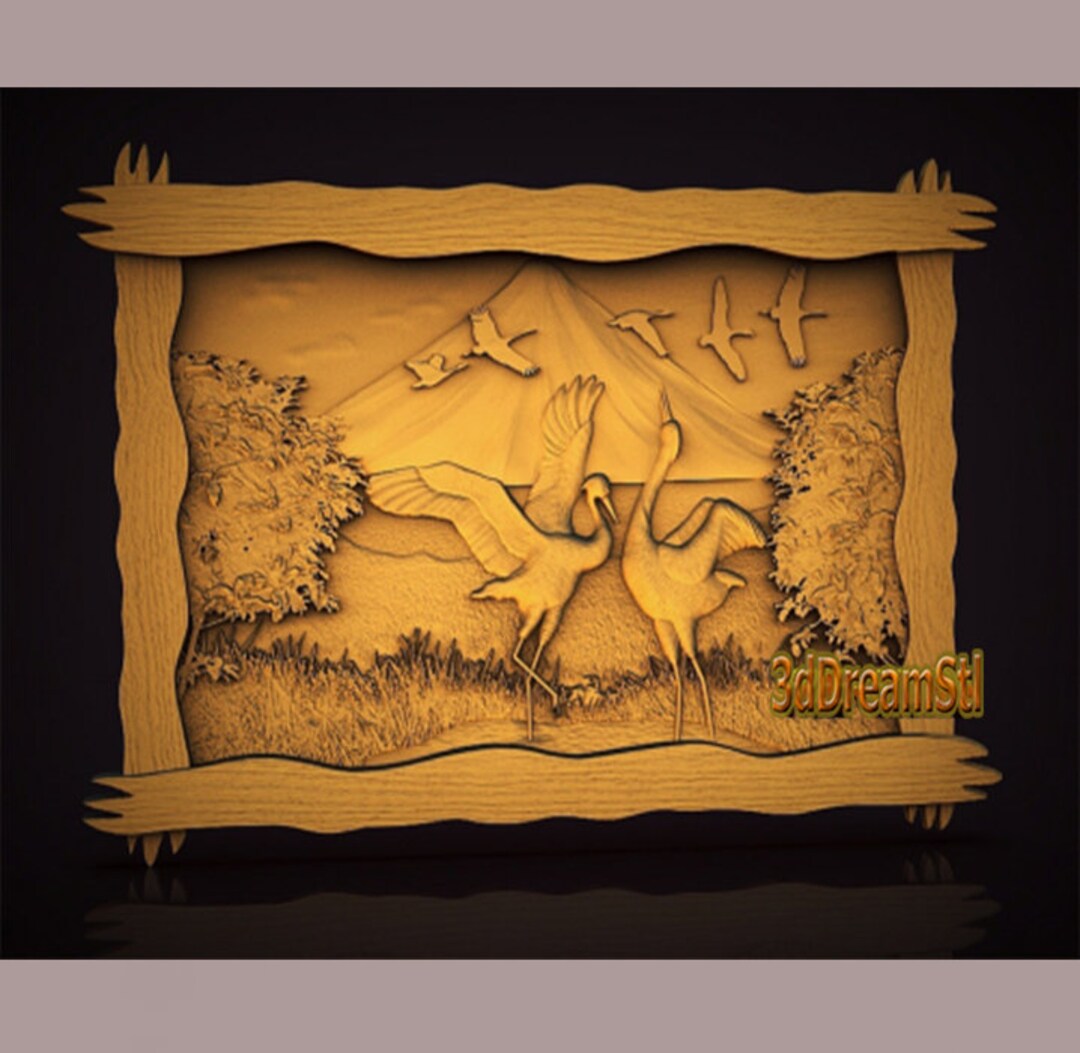 Cranes STL Model, CNC Router Engraver, Artcam, Aspire, Cnc Files, Wood