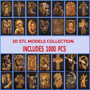 Paquete de 1000 modelos 3D STL para decoración de pared, archivos STL para enrutador CNC, grabador, máquina de tallado, relieve, Artcam, Aspire y VCarve.
