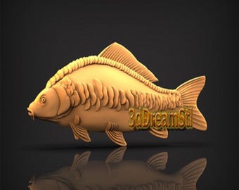 Japanese carp STL model, CNC router engraver, artcam, aspire, cnc files, wood, art, wall decor, CNC