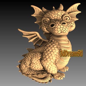Dragon STL model, CNC router engraver, artcam, aspire, cnc files, wood, art, wall decor, CNC