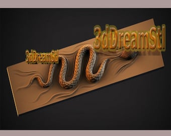 Modelo STL de serpiente, grabador de enrutador CNC, artcam, aspire, archivos cnc, madera, arte, decoración de pared, CNC