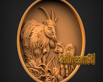 goats STL model, CNC router engraver, artcam, aspire, cnc files, wood, art, wall decor, CNC
