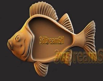 Fish STL model, CNC router engraver, artcam, Aspire, cnc files, wood, art, wall decor, CNC