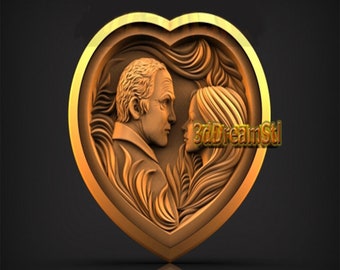 Lovers Heart STL Model, CNC Router Engraver File