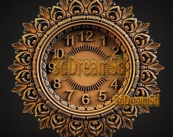 Clock 1, STL model, CNC router engraver, artcam, aspire, cnc files, wood, art, wall decor, CNC