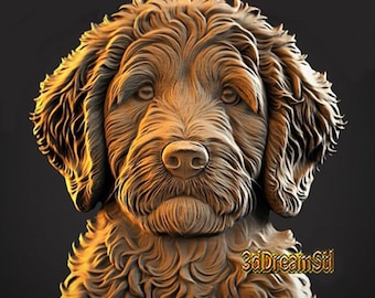 Modelo STL de perro, grabador de enrutador CNC, Artcam, Aspire, archivos CNC, madera, arte, decoración de pared, CNC
