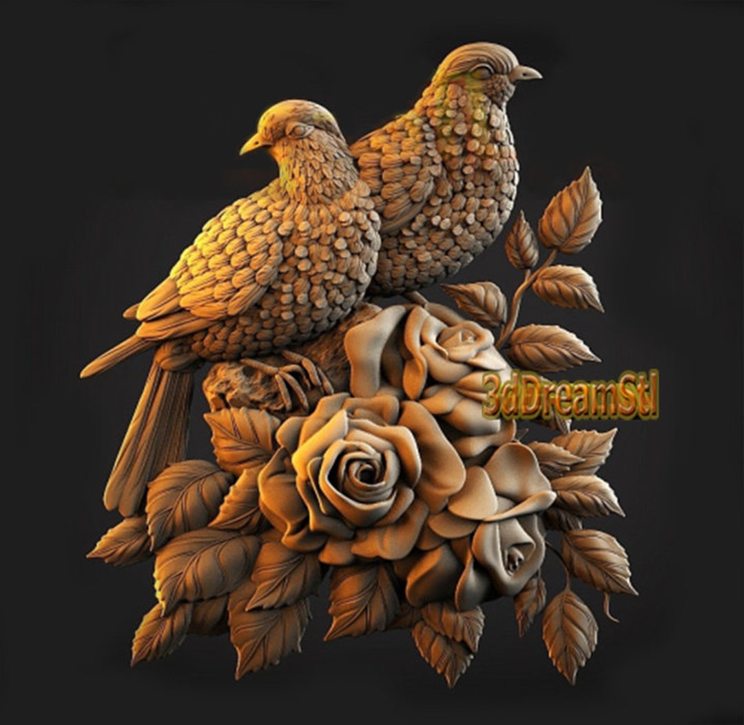 Pigeons STL Model, CNC Router Engraver, Artcam, Aspire, Cnc Files, Wood