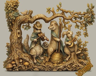 Animal Orchestra STL Model, CNC Router Engraver File, Wood Art, Wall Decor