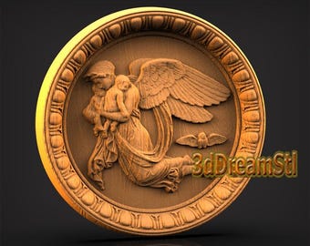 modelo STL de ángel, grabador de enrutador CNC, artcam, aspire, archivos CNC, madera, arte, decoración de pared, cnc