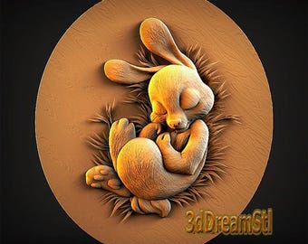 Bunny STL model, CNC router engraver, artcam, aspire, cnc files, wood, art, wall decor, CNC