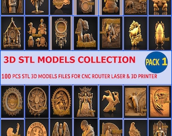 100 3D STL Models, CNC Router Engraver Carving Files (Digital Download)