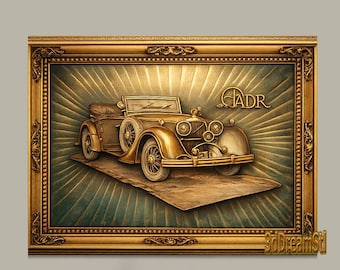 Antique Car Bergmeister ADR6 STL model, CNC router engraver, artcam, Aspire, cnc files, wood, art, wall decor, CNC