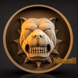 Bulldog STL model, CNC router engraver, artcam, aspire, cnc files, wood, art, wall decor, CNC
