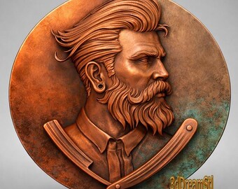 Barber Shop STL model, CNC router engraver, artcam, Aspire, cnc files, wood, art, wall decor, CNC