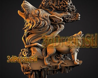 Wolves STL Model, CNC Router Engraver File