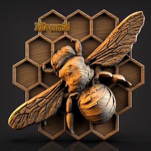 Bee STL model, CNC router engraver, artcam, Aspire, cnc files, wood, art, wall decor, CNC