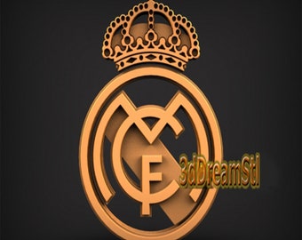 Fotbollsklubbsemblem Madrid STL-modell, CNC-räsmaskin, ArtCam, Aspire, CNC-filer, trä, konst, väggdekor, CNC