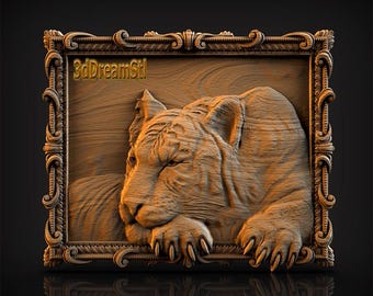Tiger STL model, CNC router engraver, artcam, Aspire, cnc files, wood, art, wall decor, CNC