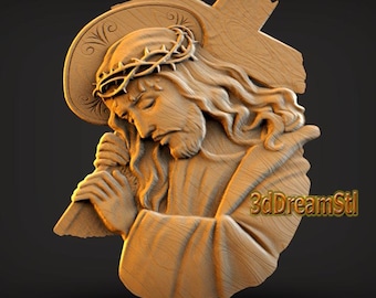 Jesus Carrying Cross 3D STL File | Christian Statue Model | Religious 3D Printable Art for CNC & 3D Printing