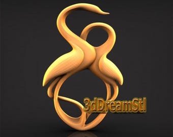 twee flamingo STL-model, CNC-routergraveur, artcam, aspire, cnc-bestanden, hout, kunst, wanddecoratie, CNC