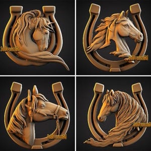Hufeisen mit Pferd STL-Modell, CNC-Fräser Engraver, Artcam, Aspire, CNC-Dateien, Holz, Kunst, Wanddekor, CNC