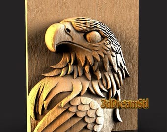 Adler STL-Modell, CNC-Fräser Engraver, Artcam, Aspire, CNC-Dateien, Holz, Kunst, Wanddekor, CNC