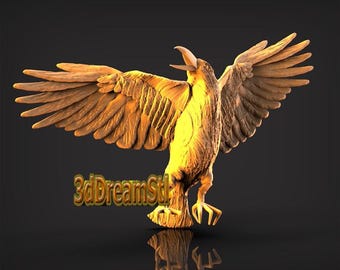 crow STL model, CNC router engraver, artcam, aspire, cnc files, wood, art, wall decor, CNC