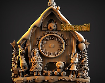 Weihnachtsuhr STL-Modell, CNC-Fräser Engraver, Artcam, Aspire, CNC-Dateien, Holz, Kunst, Wanddekor, CNC