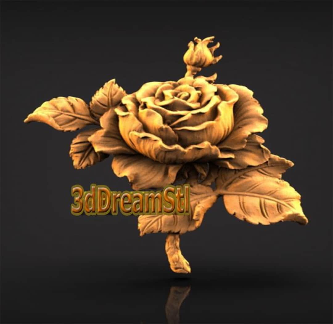 Rose STL Model, CNC Router Engraver, Artcam, Aspire, Cnc Files, Wood ...