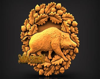 Model dzika w formacie STL, grawerka CNC, dekoracja ścienna (pliki CNC)
