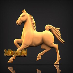 Pferd laufend STL Modell, CNC-Fräser Engraver, Artcam, Aspire, CNC-Dateien, Holz, Kunst, Wanddekor, CNC