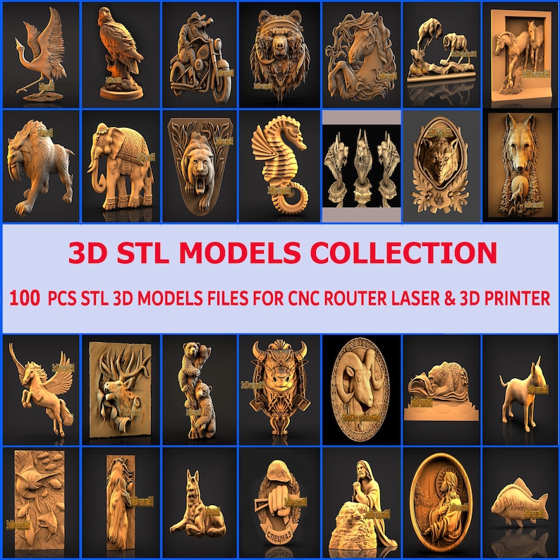 PACK 3 Includes 100 Pcs 3D STL Models Collection,wall Decor,stl File ...