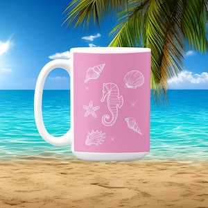 SeaShell Mug,Beach Mug,Gift for teen girls,Ocean Lover Mug, Sea Mug