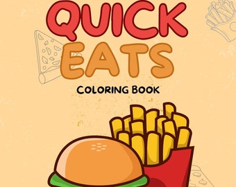 Quick Eats Easy Foodie Malbuch für Anfänger, süße Malseiten für Kinder, digitale Malbuch-Sofort-Download