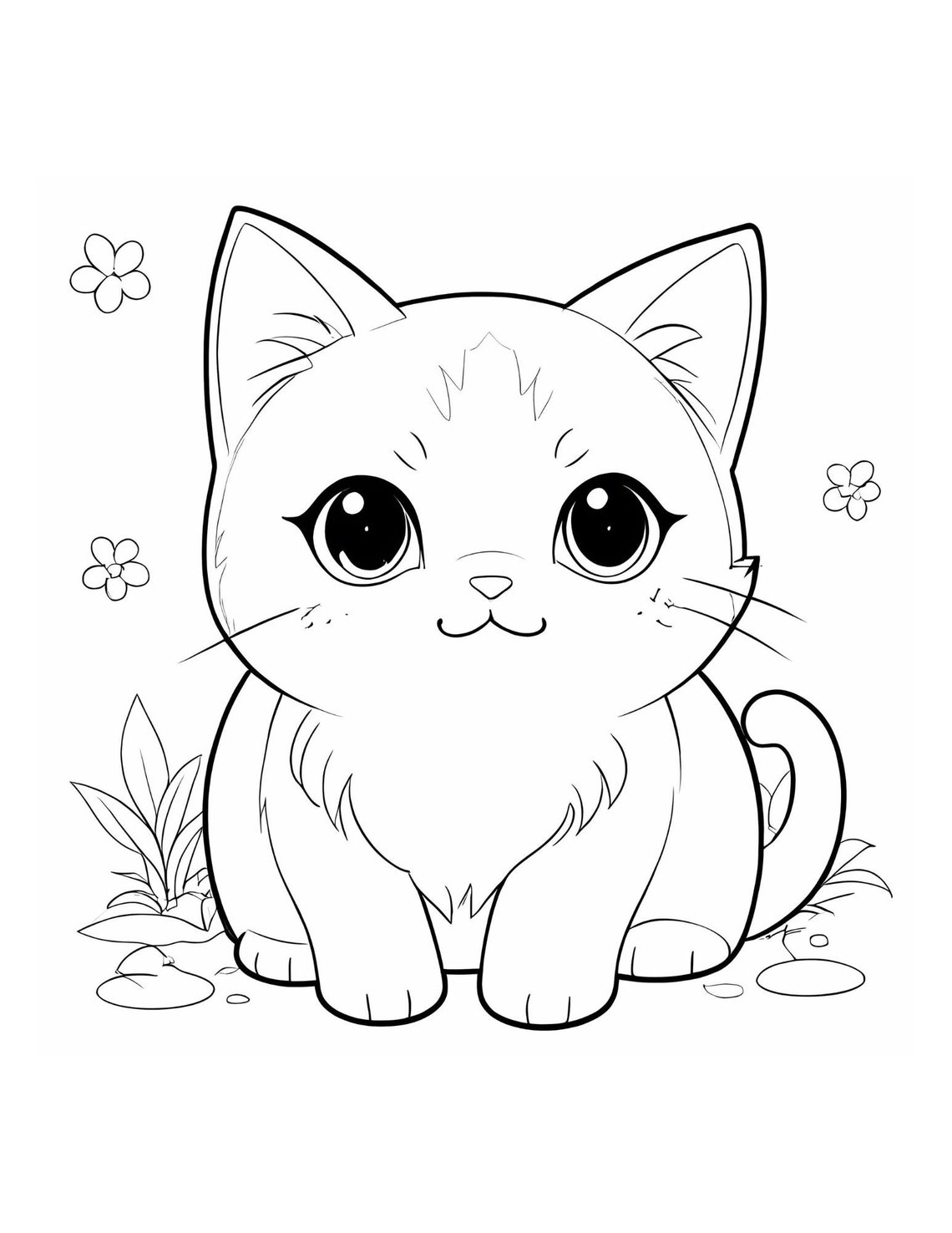 CUDDLY Cat Coloring Book, Cute Coloring Pages, Digital Download 8.5"x11 ...