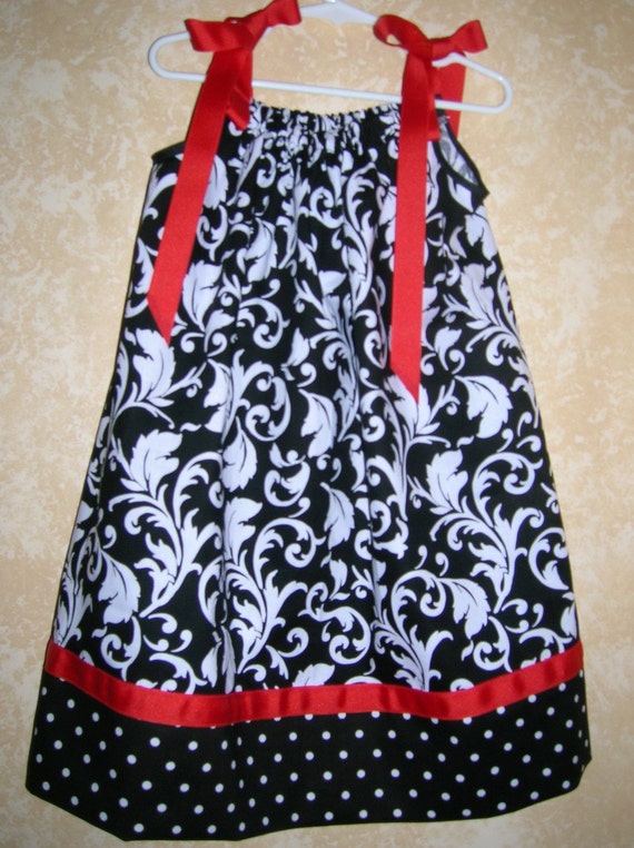 Items similar to Girl's Dress Christmas Pillowcase Style Black and ...