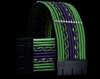 Custom Green Premium Sleeved PC Cables