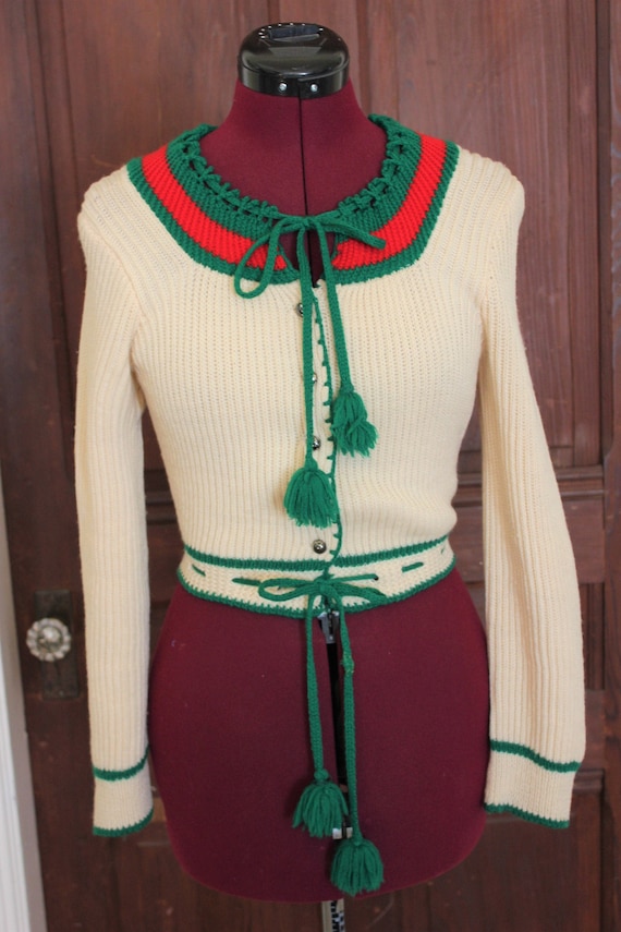 70s does 30s Bavarian folk peasant cardigan sweate