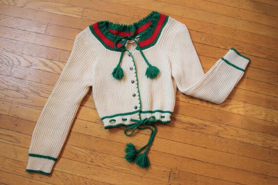 70s does 30s Bavarian folk peasant cardigan croppe