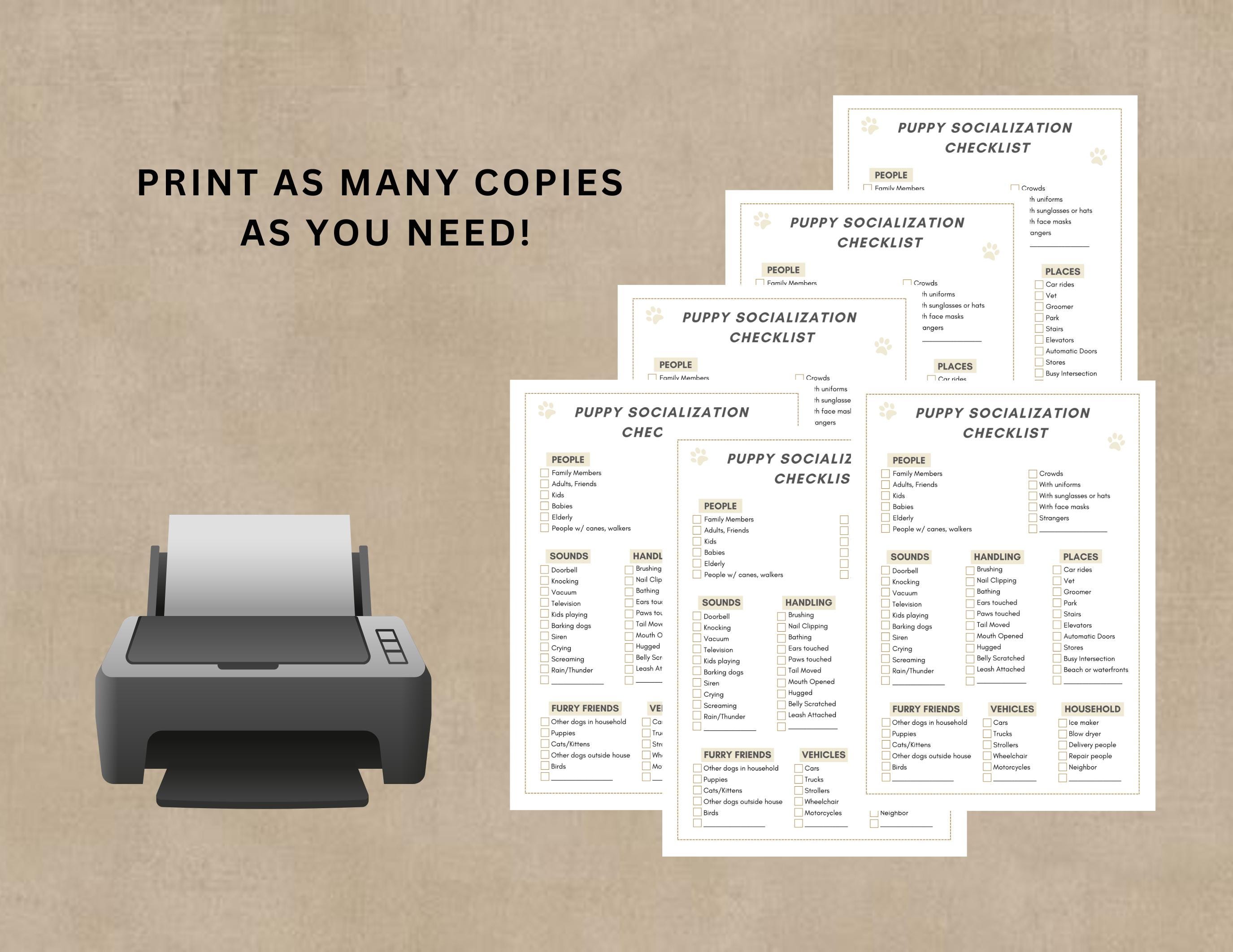 PRINTABLE Puppy Socialization Checklist, Dog Socialization, Puppy ...