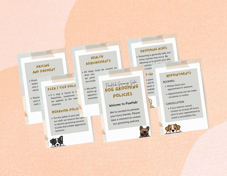 Picture of Basic Dog Grooming Policies Forms Pack Editable Form in Canva for ...