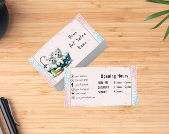 Dog Grooming Business Card Template, Editable Printable Dog Groomer Business Card, DIY Dog Salon Pet Shop Business Card