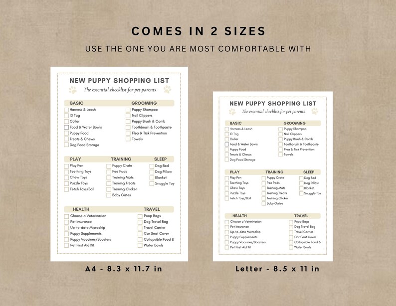 Printable New Puppy Essentials Checklist, New Puppy Shopping List ...