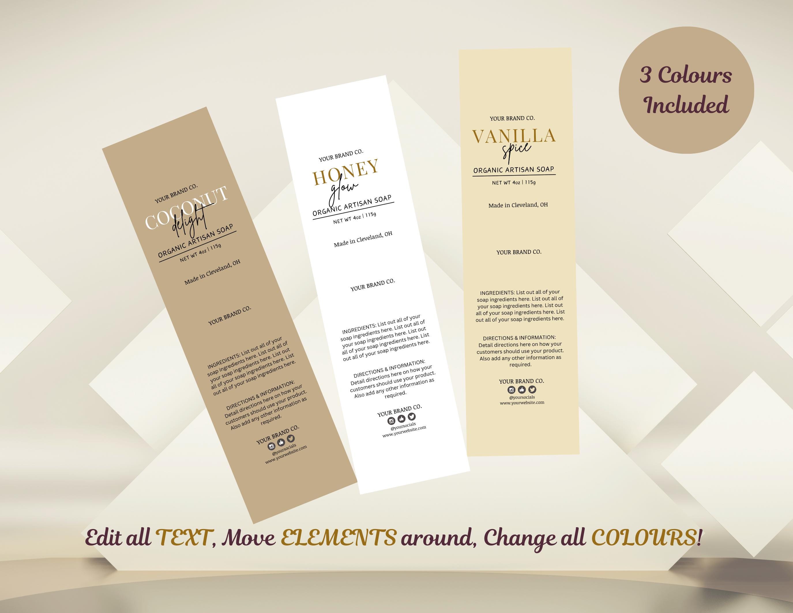 Printable Vertical Labeks Editable Vertical Soap Label Template Canva, Printable Soap Bar ...